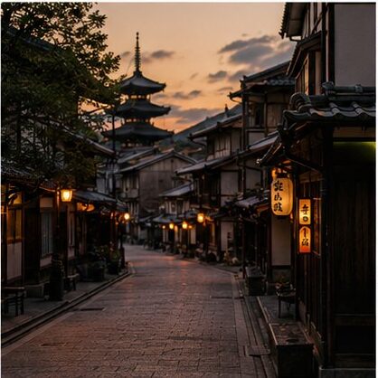 Kyoto streets at dusk